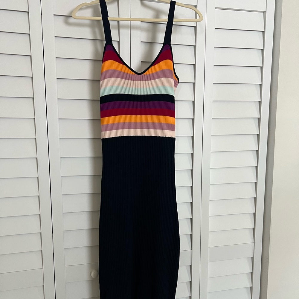 Cinq à Sept Marguerite Rainbow Ribbed Knit Dress Size L